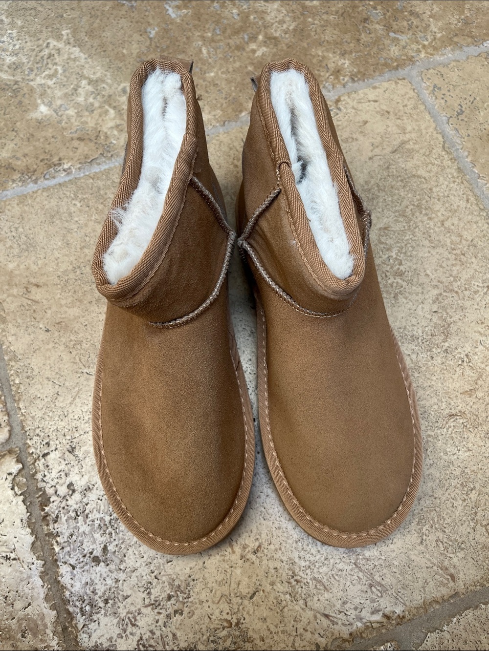 Serra Brown Suede Faux-Shearling Ankle Booties